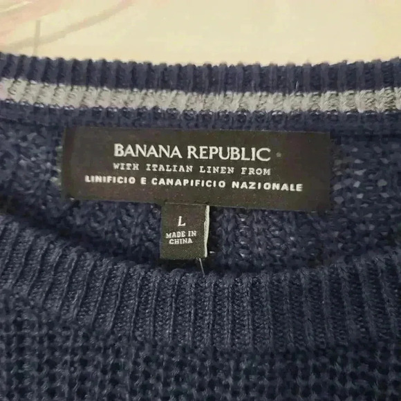 Banana Republic Italian Linen Sweater Navy Blue Size Large - Picture 2 of 7